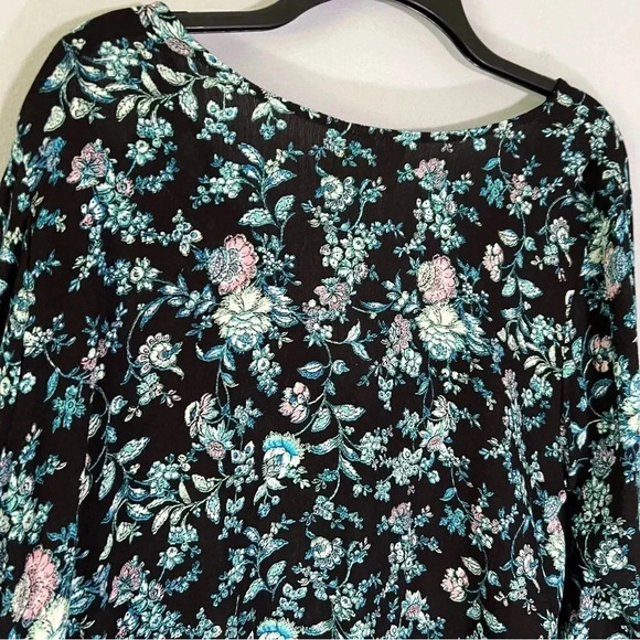 Lucy Love Wrap Front Floral Blouse Large Whimsy Boho Twee Coquette Made In USA - Picture 7 of 7